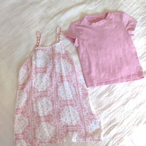 Bear Paw 5/6 Dress and Shirt Set Cream & Pink